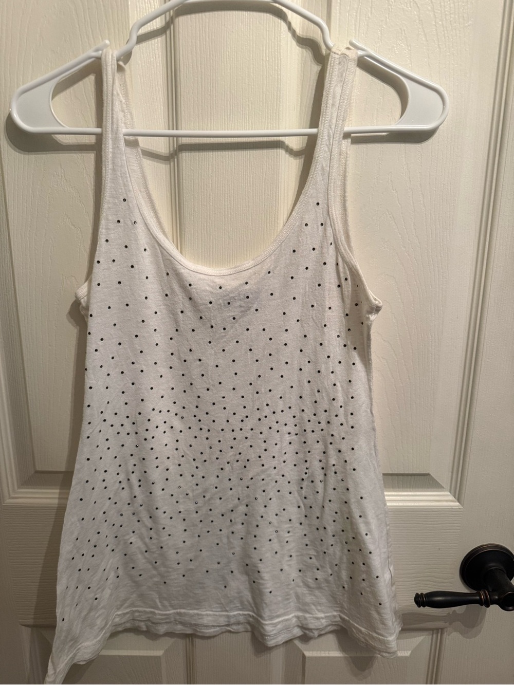 Michael stars white tank with rhinestones